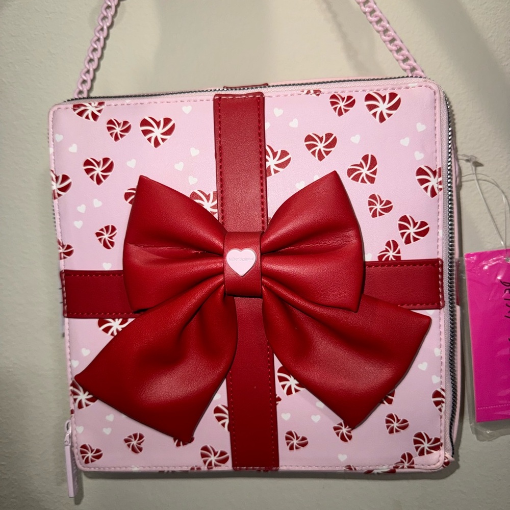 Pink and Red Bow Accent Women's Bag